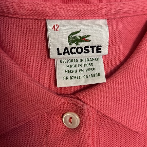 Lacoste Pink Button-Down Polo Shirt (Size 42) - Picture 3 of 6